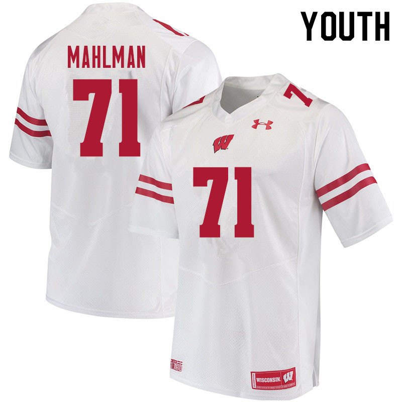 Wisconsin Badgers Youth #71 Riley Mahlman NCAA Under Armour Authentic White College Stitched Football Jersey VJ40O36LO